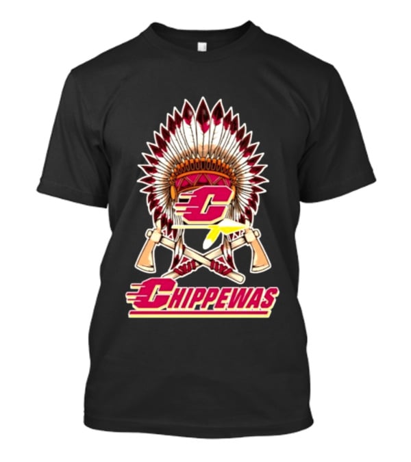 Chippewas Native American Headdress And Tomahawks Central Michigan Chippewas T-Shirt