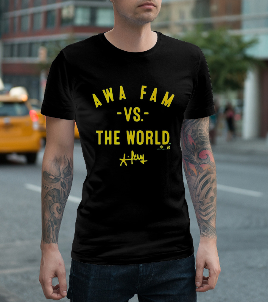 Awa Fam Vs The World Green Yellow X Jay Sports Fans T-Shirt