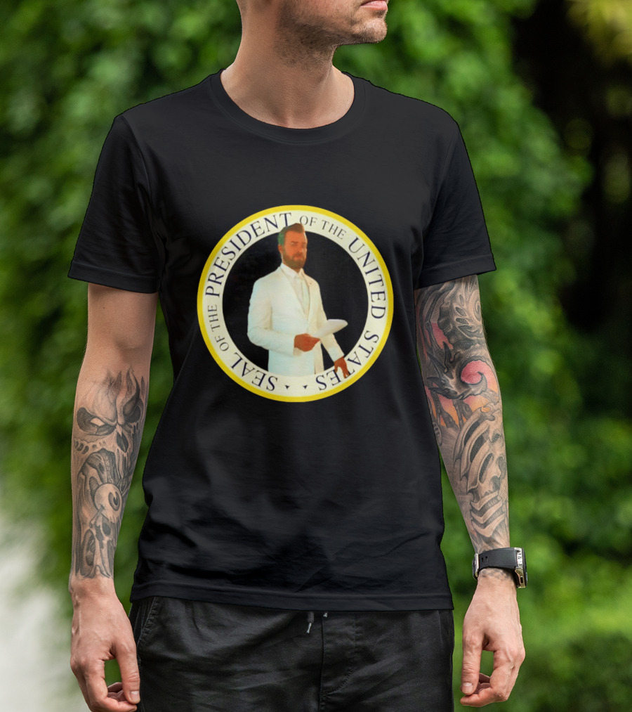 Seal Of The President Of The United States Justin Theroux In White Suit T-Shirt