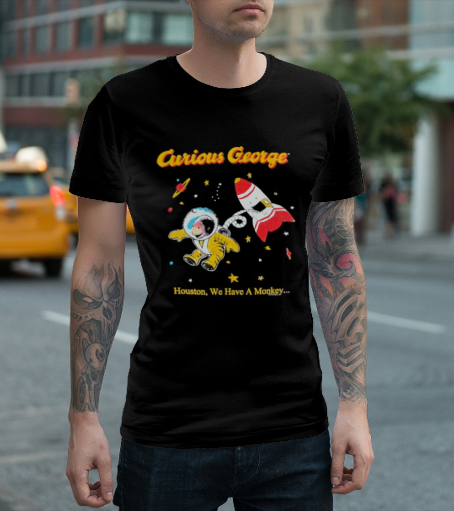 Curious George Astronaut Adventure Houston We Have A Monkey Space Rocket T-Shirt