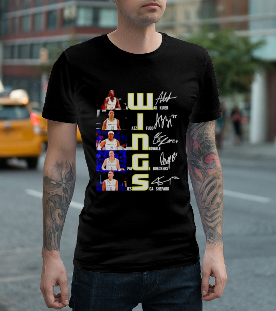 Dallas Wings Awak Kuier Azzi Fudd Arike Ogunbowale Paige Bueckers Jessica Shepard Signatures Compilation T-Shirt