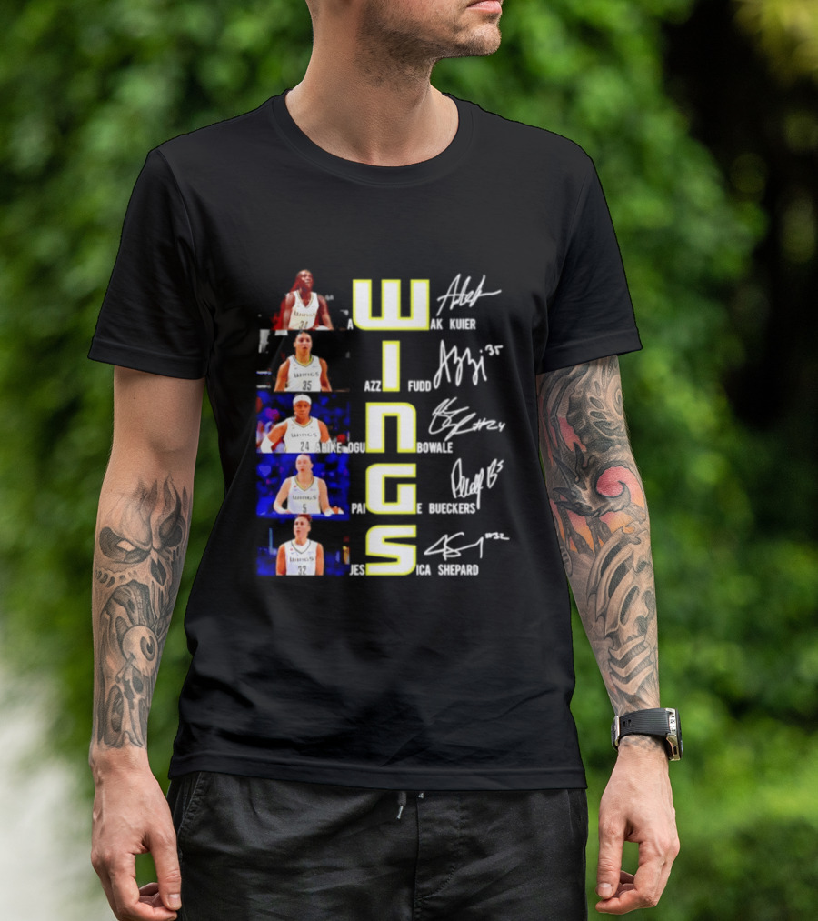 Dallas Wings Awak Kuier Azzi Fudd Arike Ogunbowale Paige Bueckers Jessica Shepard Signatures Compilation T-Shirt