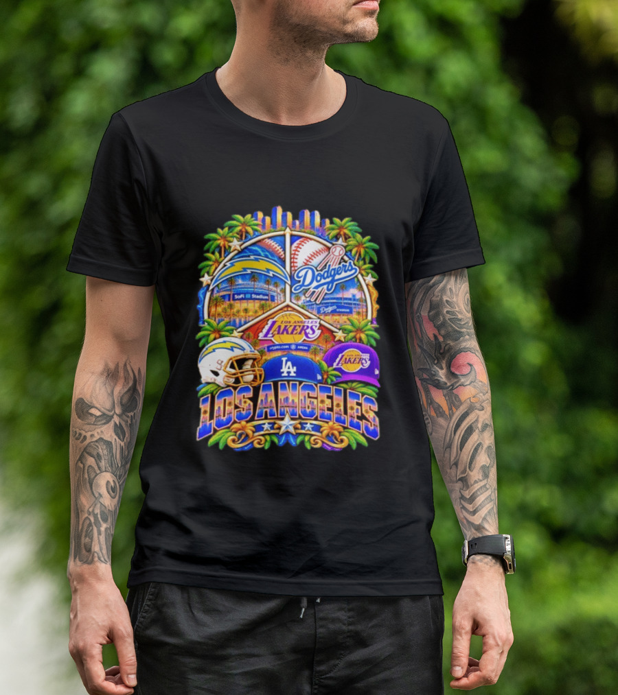 Los Angeles Dodgers Chargers Lakers SoFi Stadium City Skyline T-Shirt