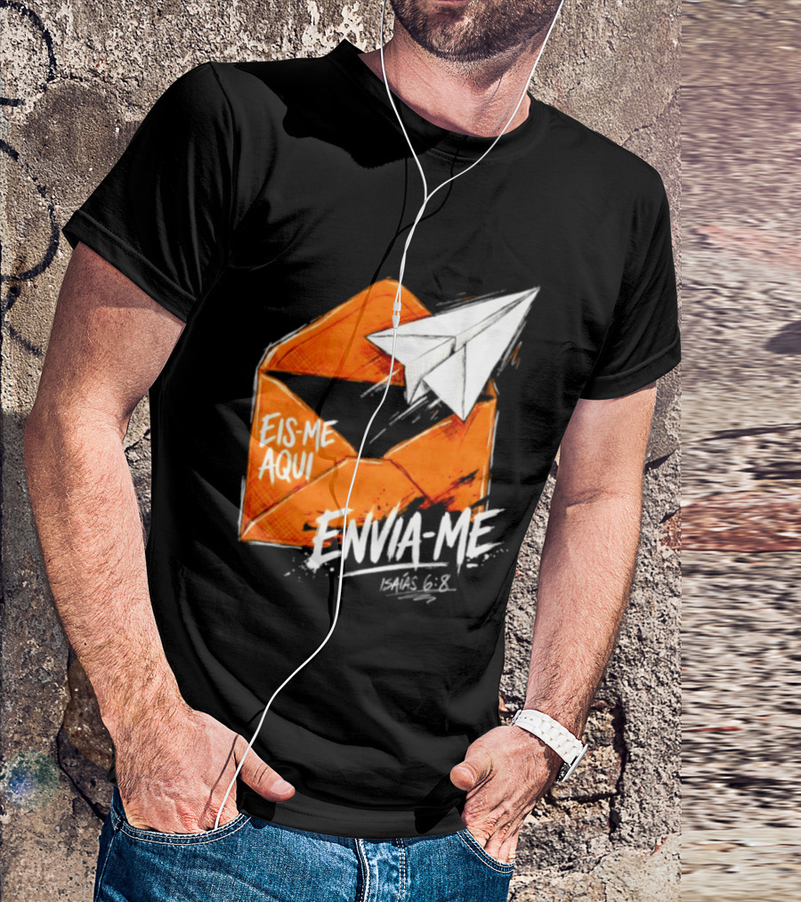 Eis Me Aqui Envia Me Isaias 6 8 Christian Envelope Paper Airplane T-Shirt