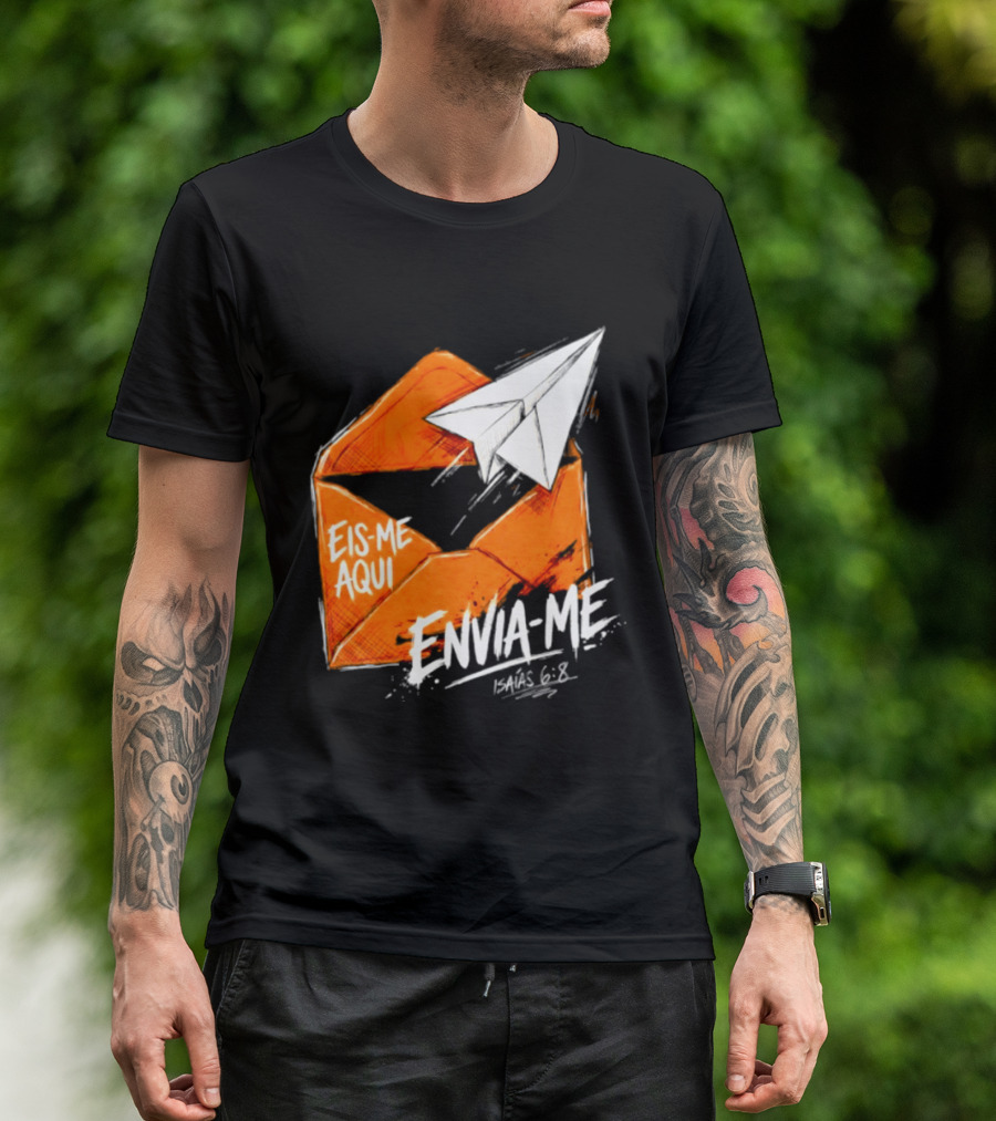Eis Me Aqui Envia Me Isaias 6 8 Christian Envelope Paper Airplane T-Shirt