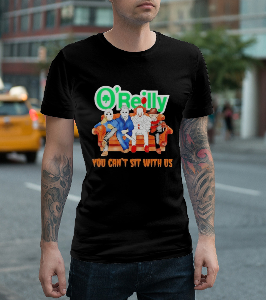 O'Reilly Horror Characters Friends Halloween 2026 You Can't Sit With Us Couch T-Shirt