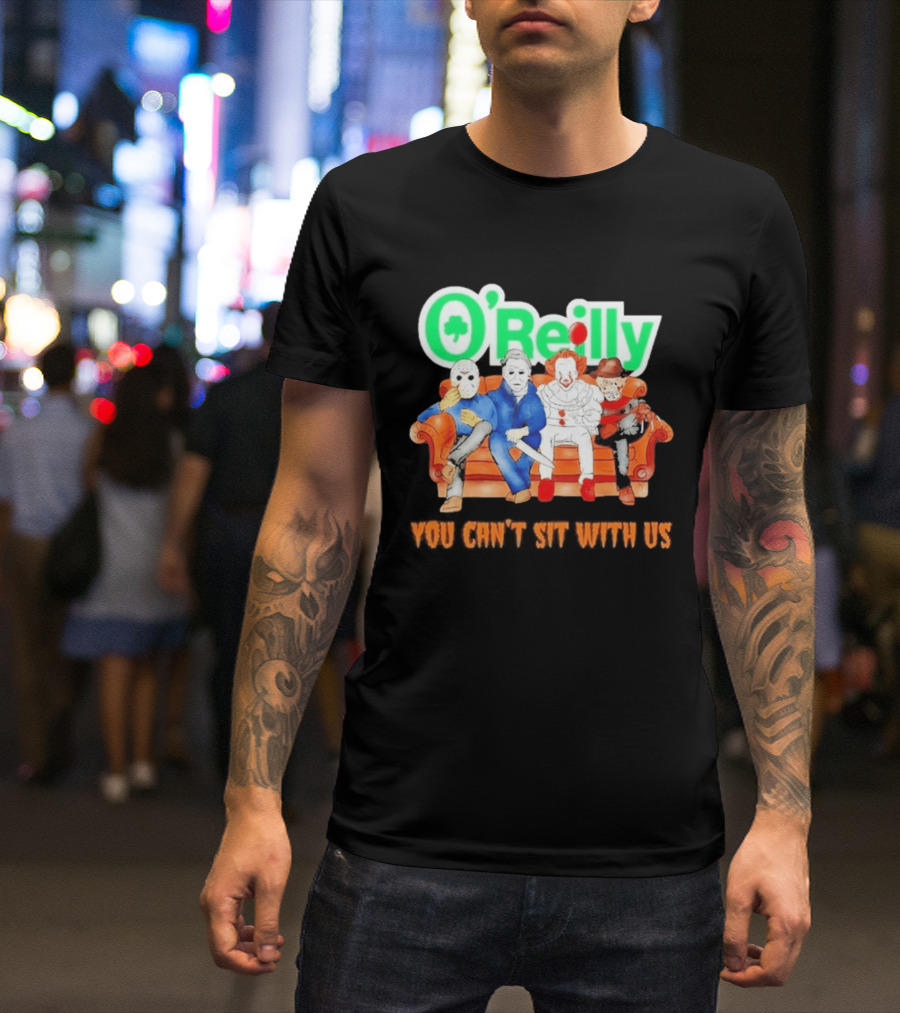 O'Reilly Horror Characters Friends Halloween 2026 You Can't Sit With Us Couch T-Shirt