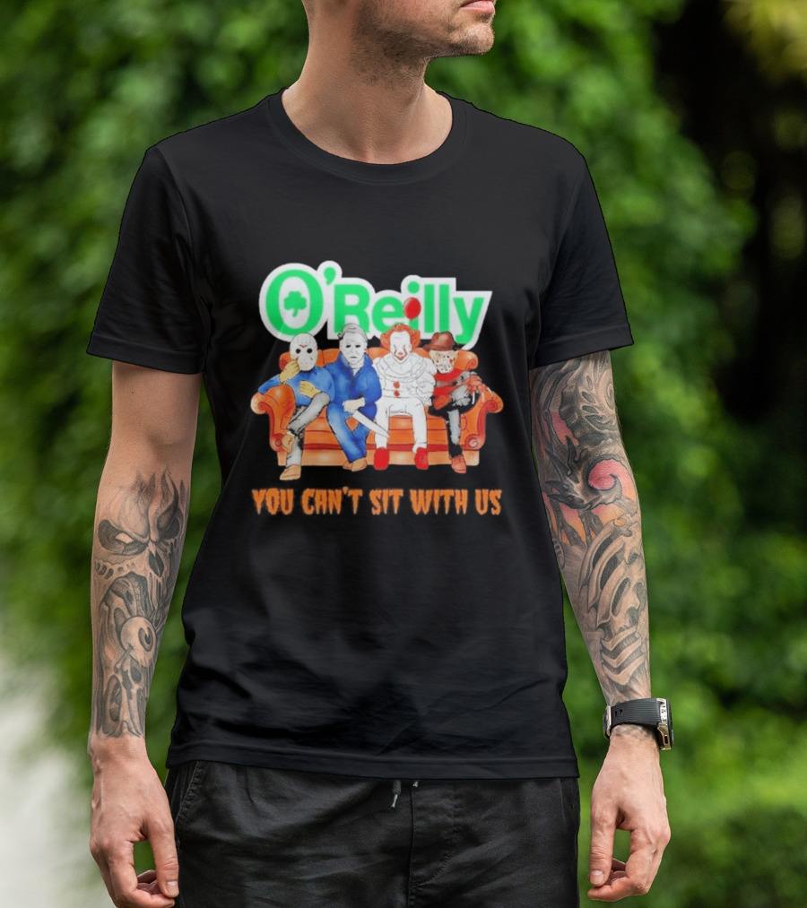 O'Reilly Horror Characters Friends Halloween 2026 You Can't Sit With Us Couch T-Shirt