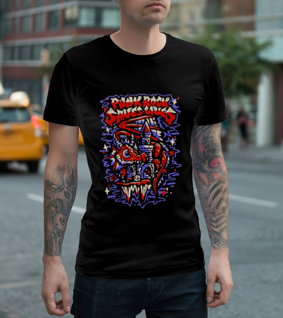 Punk Rock Saves Lives Dragon Castle Fantasy T-Shirt