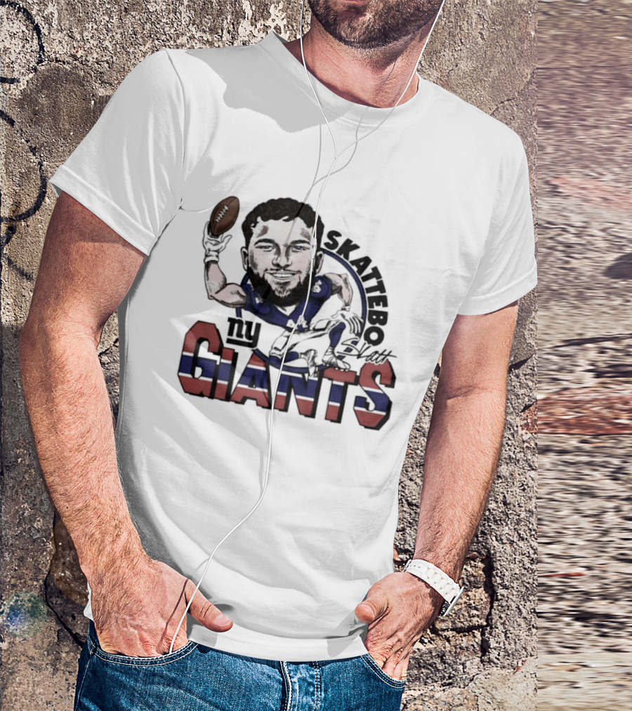 Skattebo New York Giants Football Caricature Player T-Shirt