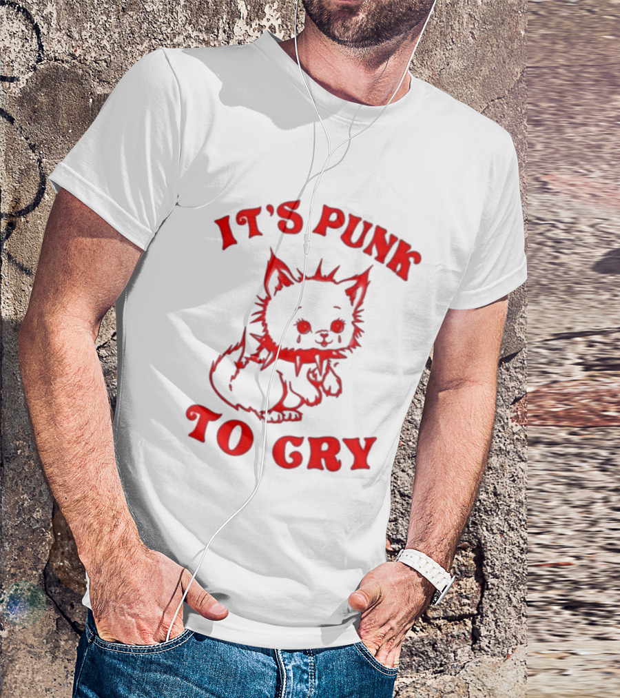 It's Punk To Cry Cat Spiked Collar T-Shirt