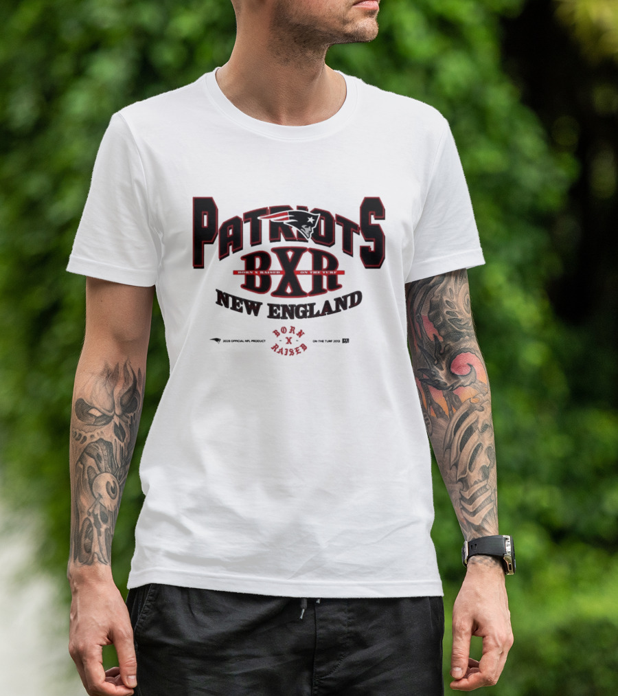 New England Patriots BXR Born X Raised Turf 2026 White T-Shirt
