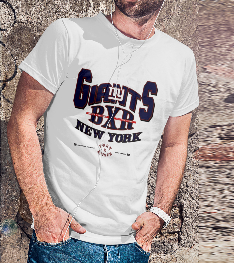 New York Giants BXR Born X Raised On The Turf Football T-Shirt