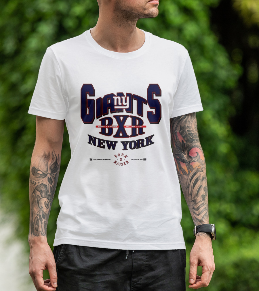 New York Giants BXR Born X Raised On The Turf Football T-Shirt