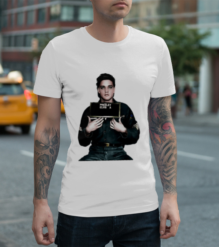 Elvis Presley Army Shot King Of Rock And Roll Iconic Military T-Shirt