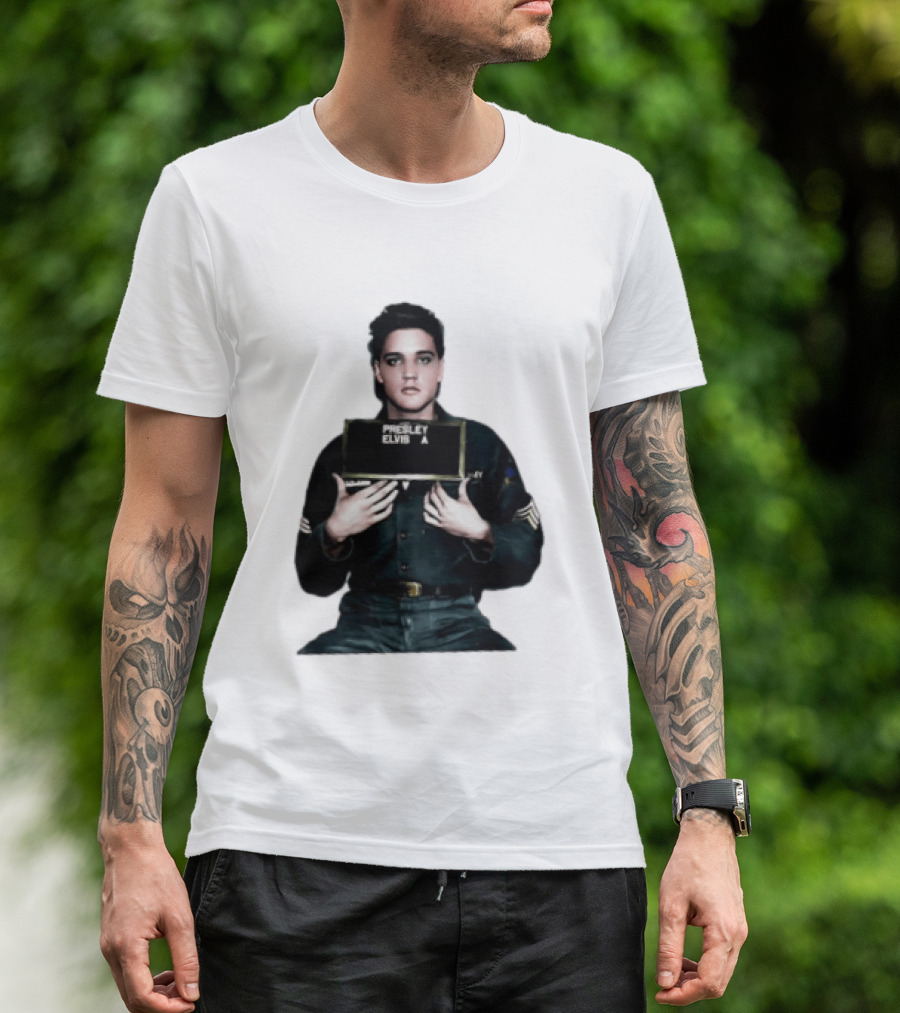 Elvis Presley Army Shot King Of Rock And Roll Iconic Military T-Shirt