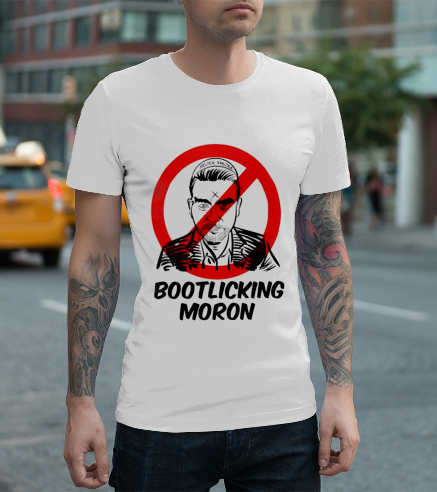 Helter Skelter Bootlicking Moron Red Circle Crossed Out Brian Walsby T-Shirt