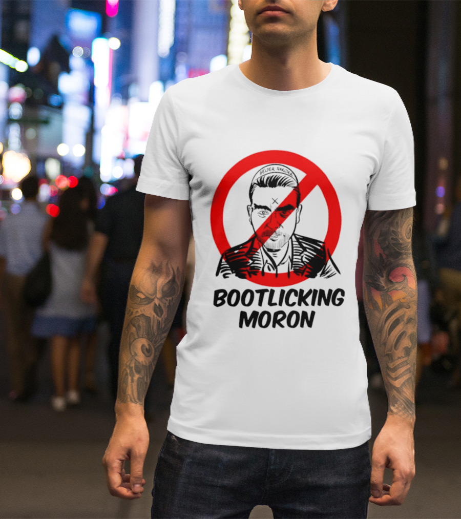 Helter Skelter Bootlicking Moron Red Circle Crossed Out Brian Walsby T-Shirt