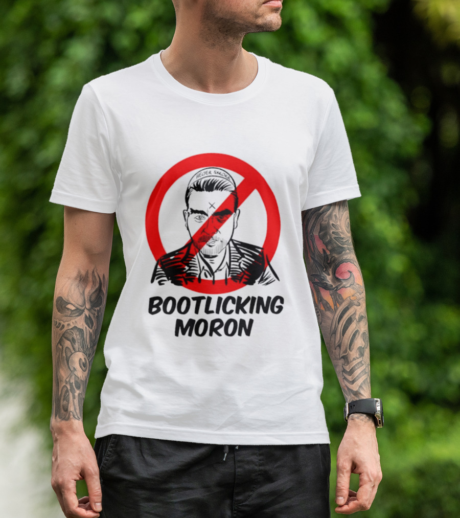 Helter Skelter Bootlicking Moron Red Circle Crossed Out Brian Walsby T-Shirt