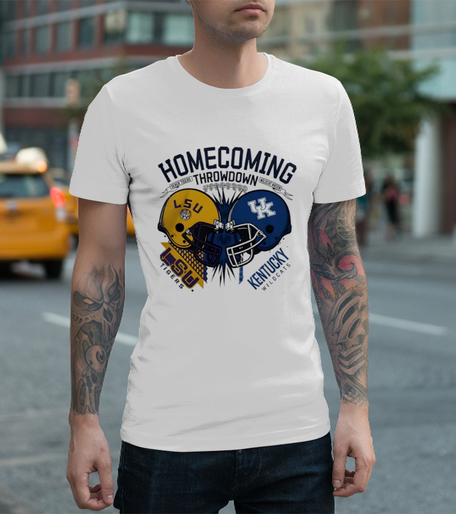LSU Tigers Vs Kentucky Wildcats Football Homecoming Throwdown October 10 2026 Helmet Clash T-Shirt