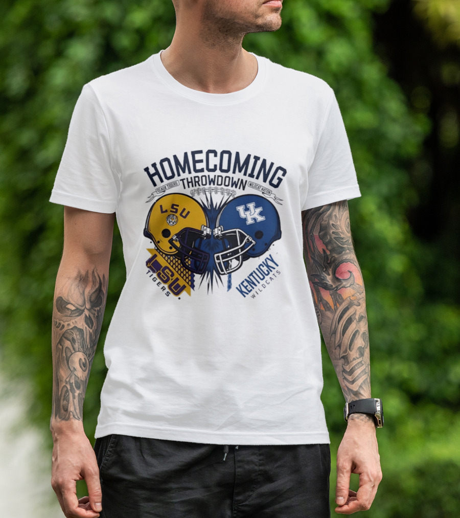 LSU Tigers Vs Kentucky Wildcats Football Homecoming Throwdown October 10 2026 Helmet Clash T-Shirt