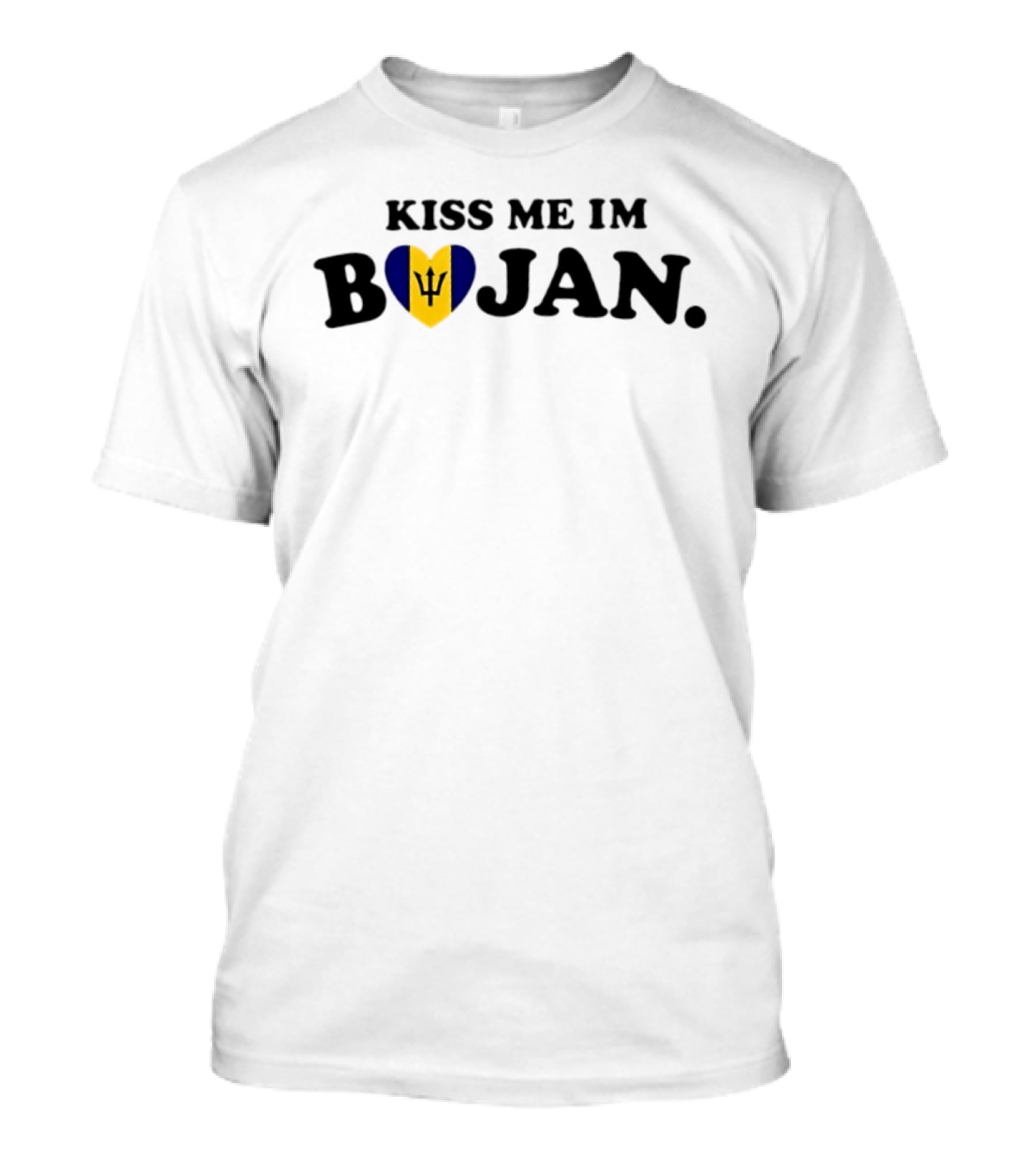 Kiss Me I'm Bajan Barbados Heart Flag Caribbean Pride T-Shirt