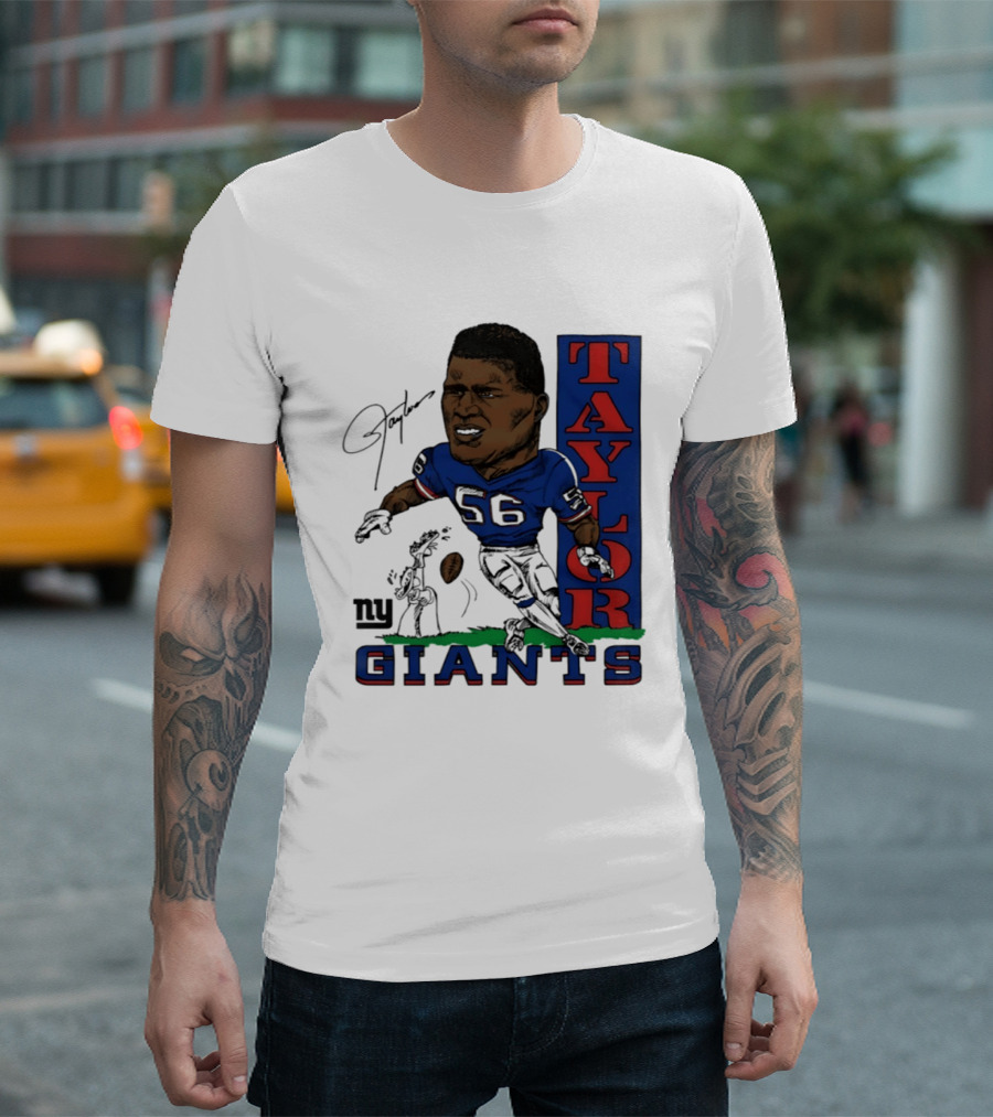 New York Giants Lawrence Taylor 56 Caricature Player T-Shirt