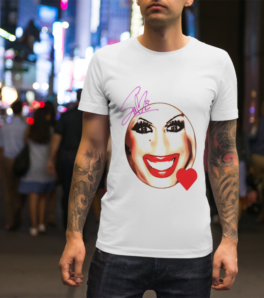 Sami Landri Big Face Heart Signature Red Lips T-Shirt