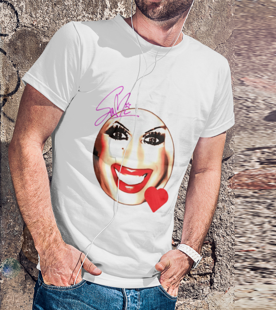 Sami Landri Big Face Heart Signature Red Lips T-Shirt