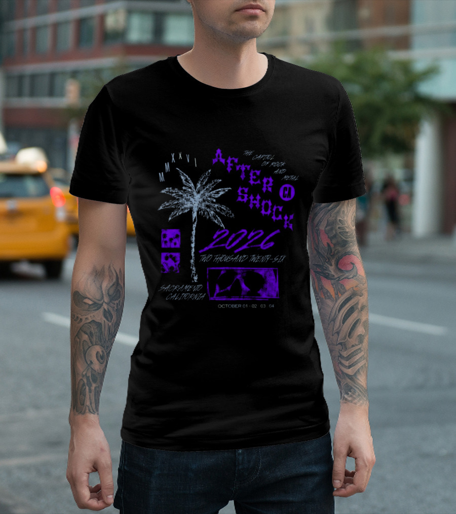 Aftershock Festival 2026 Sacramento California The Capitol Of Rock And Metal October 1 2 3 4 MMXXVI Face Palm T-Shirt
