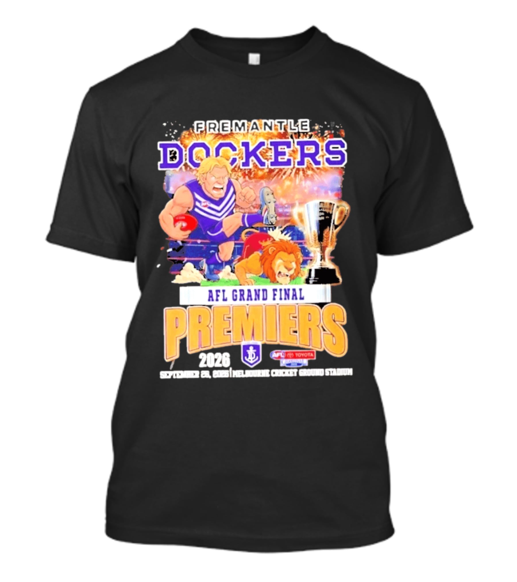 Fremantle Dockers 2026 AFL Grand Final Premiers Trophy Melbourne Cricket Ground Stadium T-Shirt