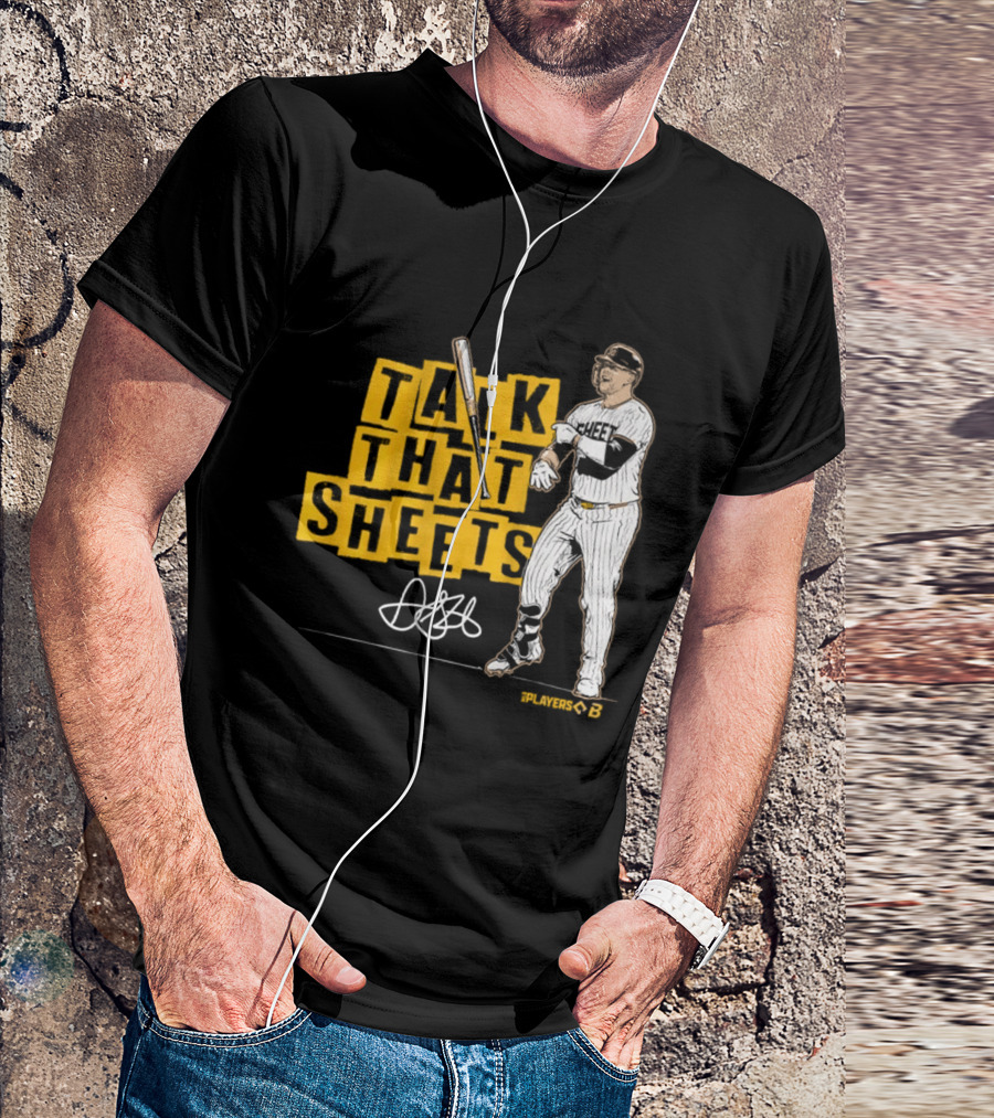 Gavin Sheets Talk That Sheets Baseball Player Yellow Block Lettering T-Shirt