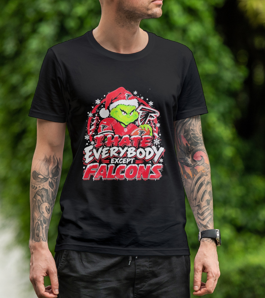 Atlanta Falcons Grinch I Hate Everybody Except Falcons Fans Christmas Holiday T-Shirt