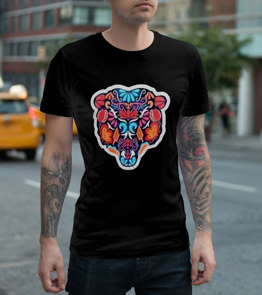 Chicago Bears 2026 Latino Heritage Month Los Bears Vibrant Floral Bear Head T-Shirt