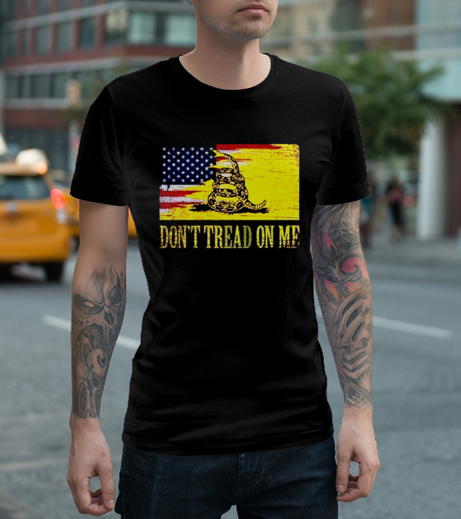 American Flag And Gadsden Snake Don't Tread On Me T-Shirt
