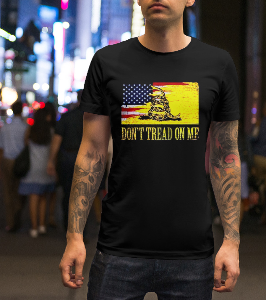 American Flag And Gadsden Snake Don't Tread On Me T-Shirt
