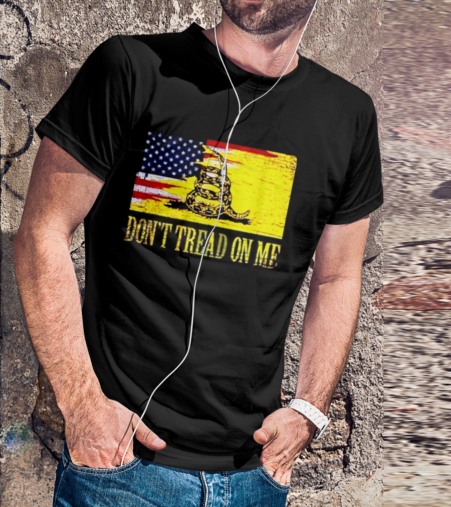 American Flag And Gadsden Snake Don't Tread On Me T-Shirt