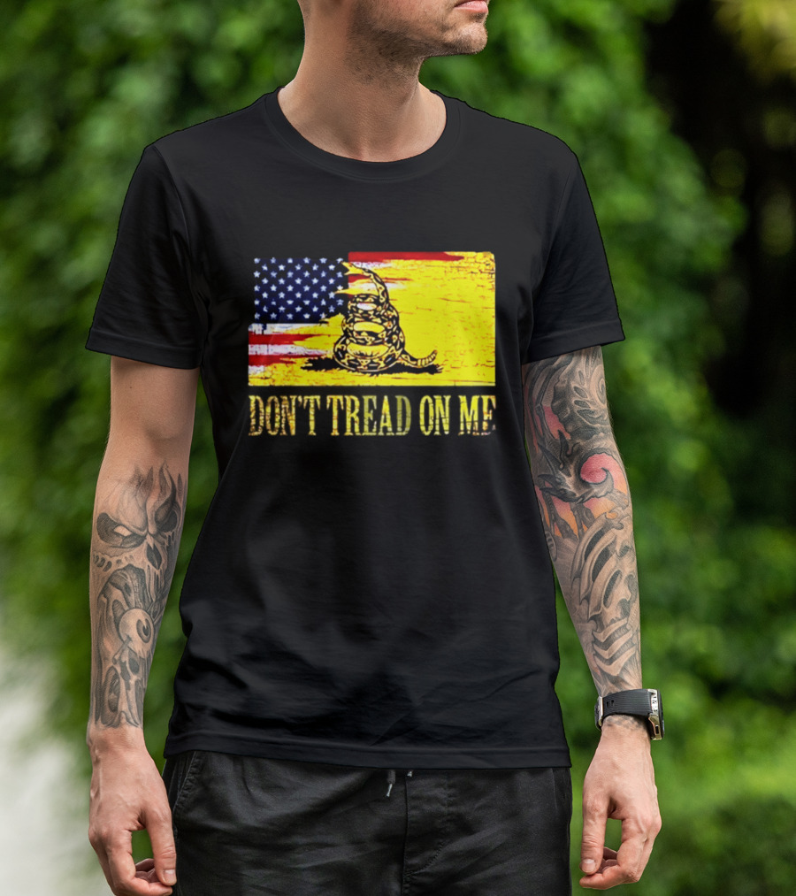 American Flag And Gadsden Snake Don't Tread On Me T-Shirt