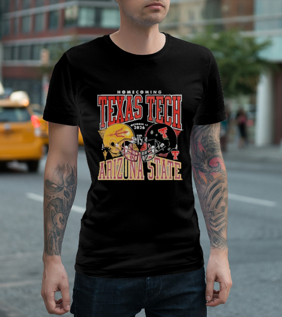 Texas Tech Vs Arizona State Homecoming Football 2026 Helmet Showdown T-Shirt