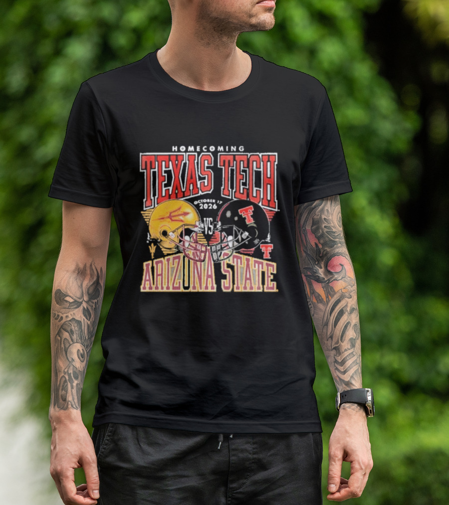 Texas Tech Vs Arizona State Homecoming Football 2026 Helmet Showdown T-Shirt