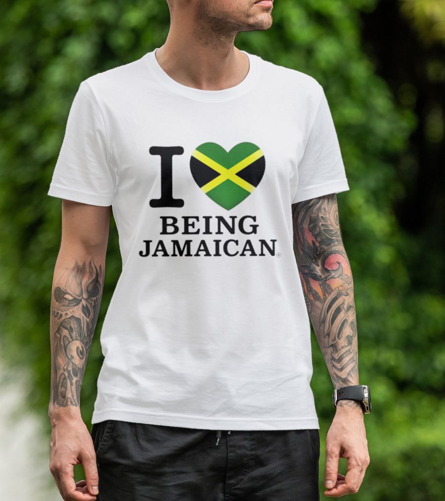I Love Being Jamaican Flag Heart T-Shirt