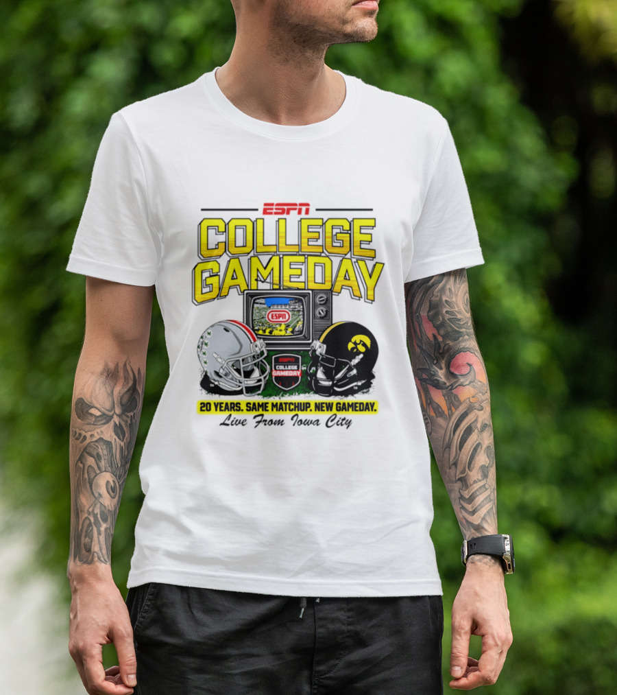 ESPN College GameDay 2026 Iowa Hawkeyes Vs Ohio State Buckeyes 20 Years Same Matchup Iowa City T-Shirt