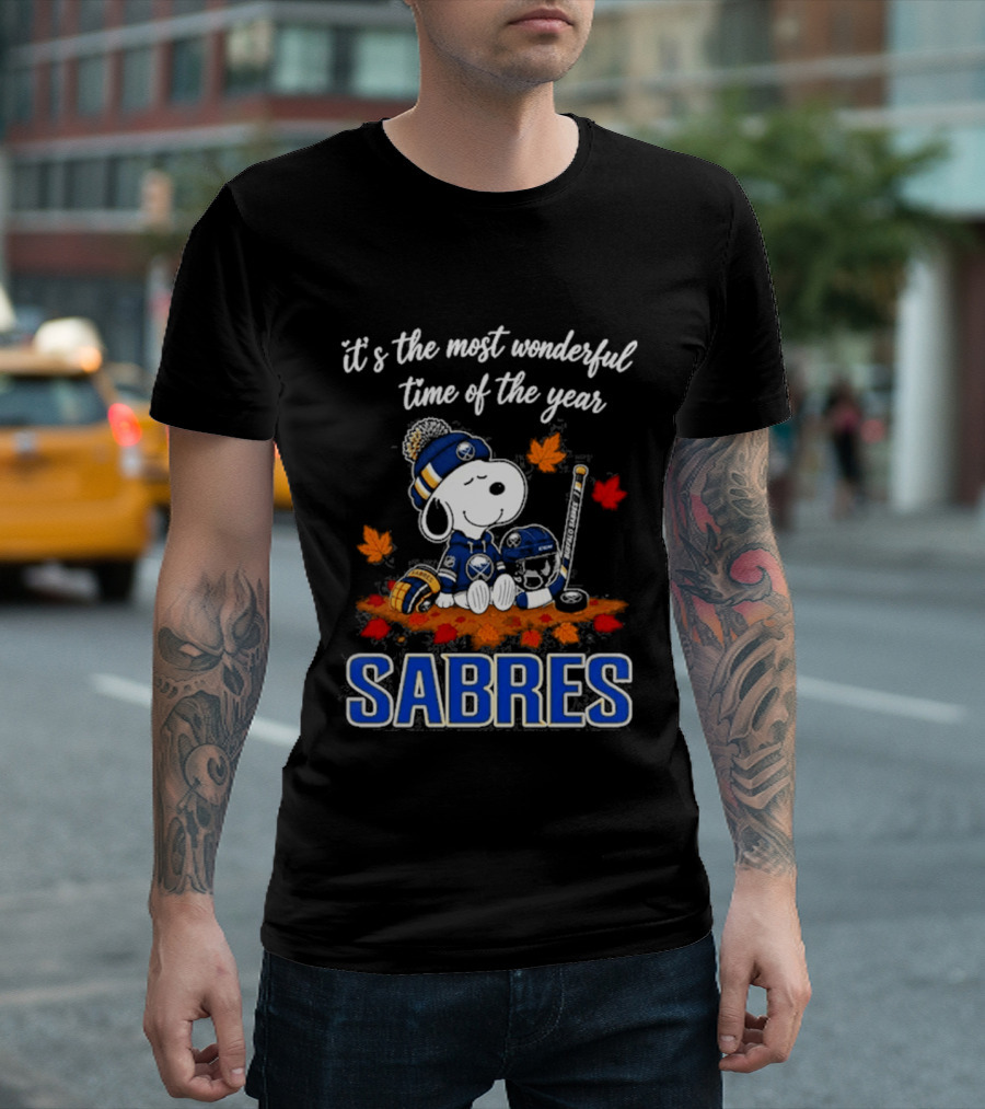 Buffalo Sabres Snoopy It's The Most Wonderful Time Of The Year Autumn Football T-Shirt