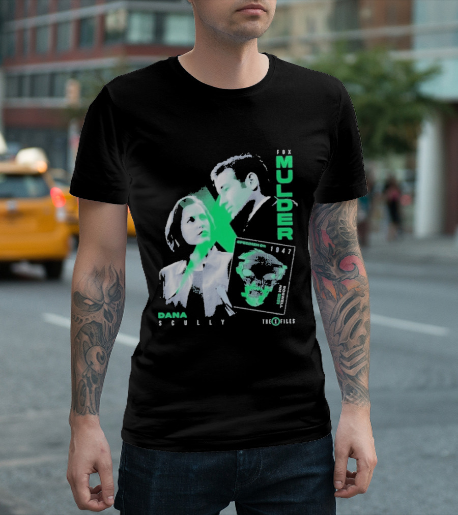 Fox Mulder Dana Scully The X Files 1997 Skull Print T-Shirt