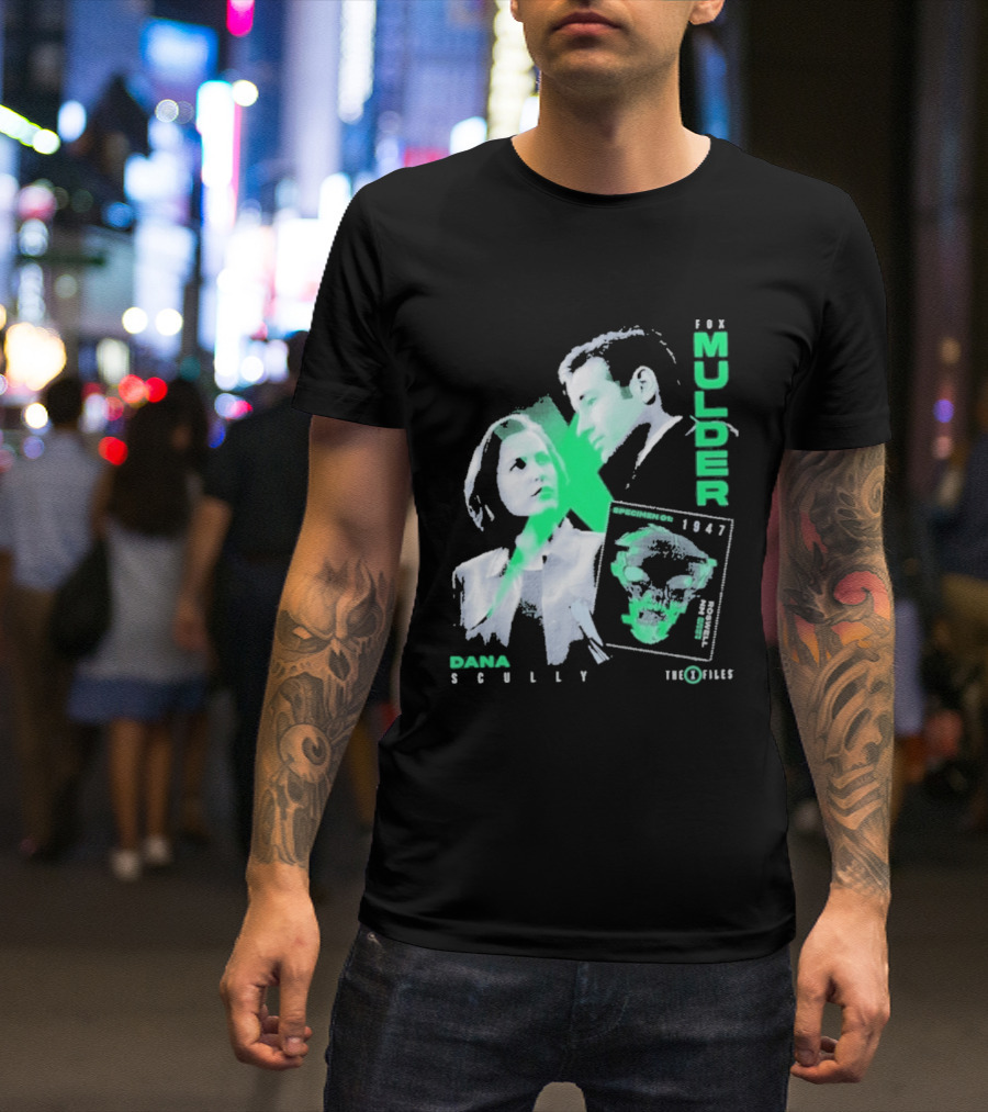 Fox Mulder Dana Scully The X Files 1997 Skull Print T-Shirt