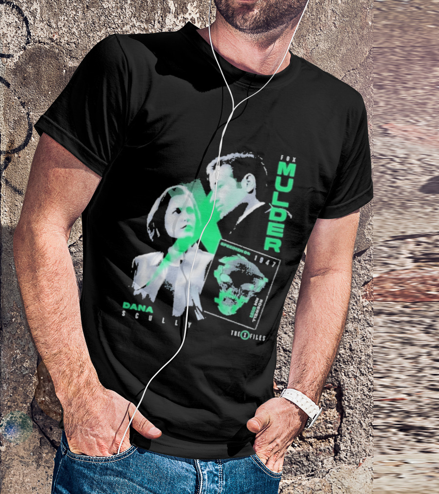 Fox Mulder Dana Scully The X Files 1997 Skull Print T-Shirt