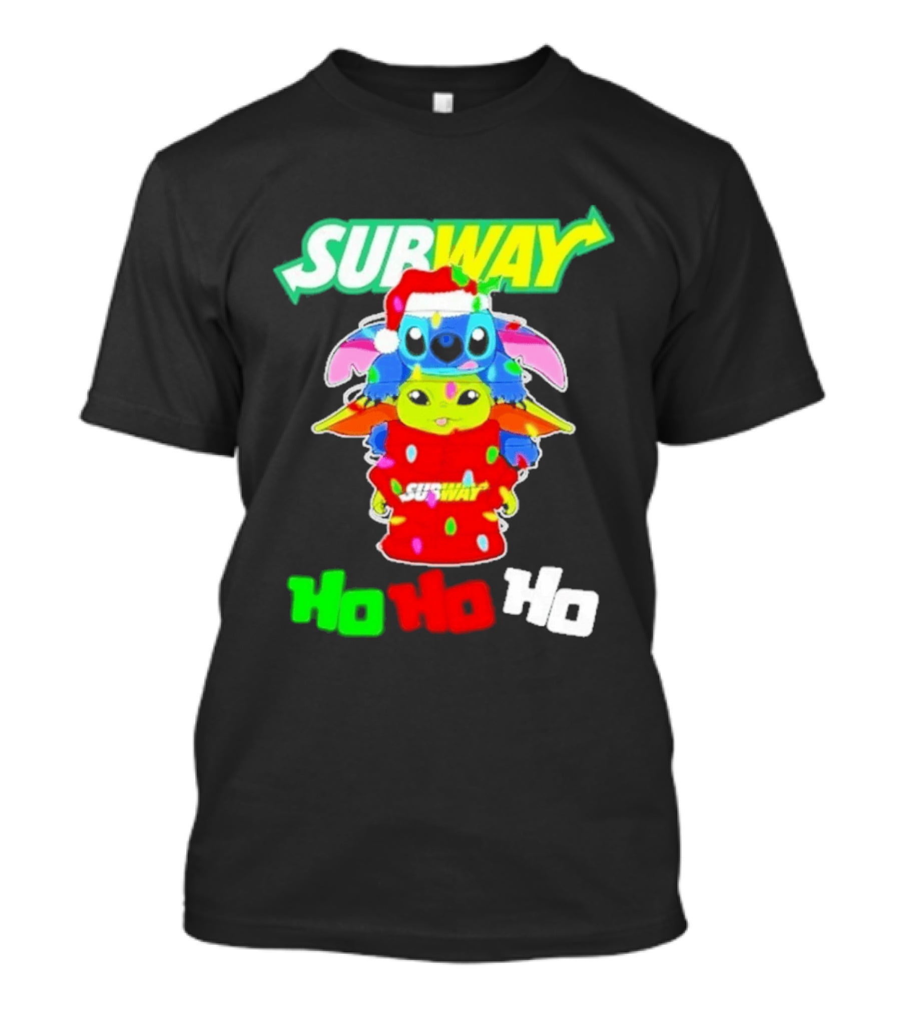 Subway Baby Yoda Stitch Christmas 2026 Ho Ho Ho T-Shirt
