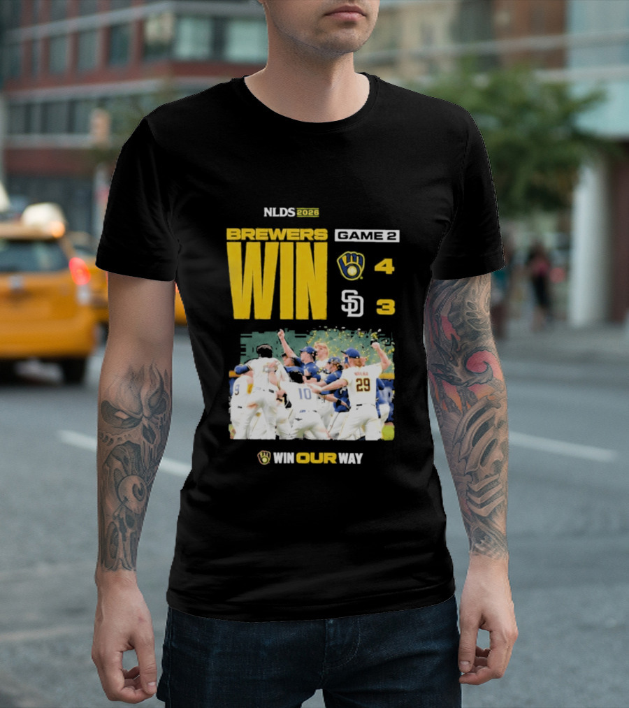NLDS 2026 Brewers Win Game 2 Win Our Way 4 3 Victory Celebration T-Shirt