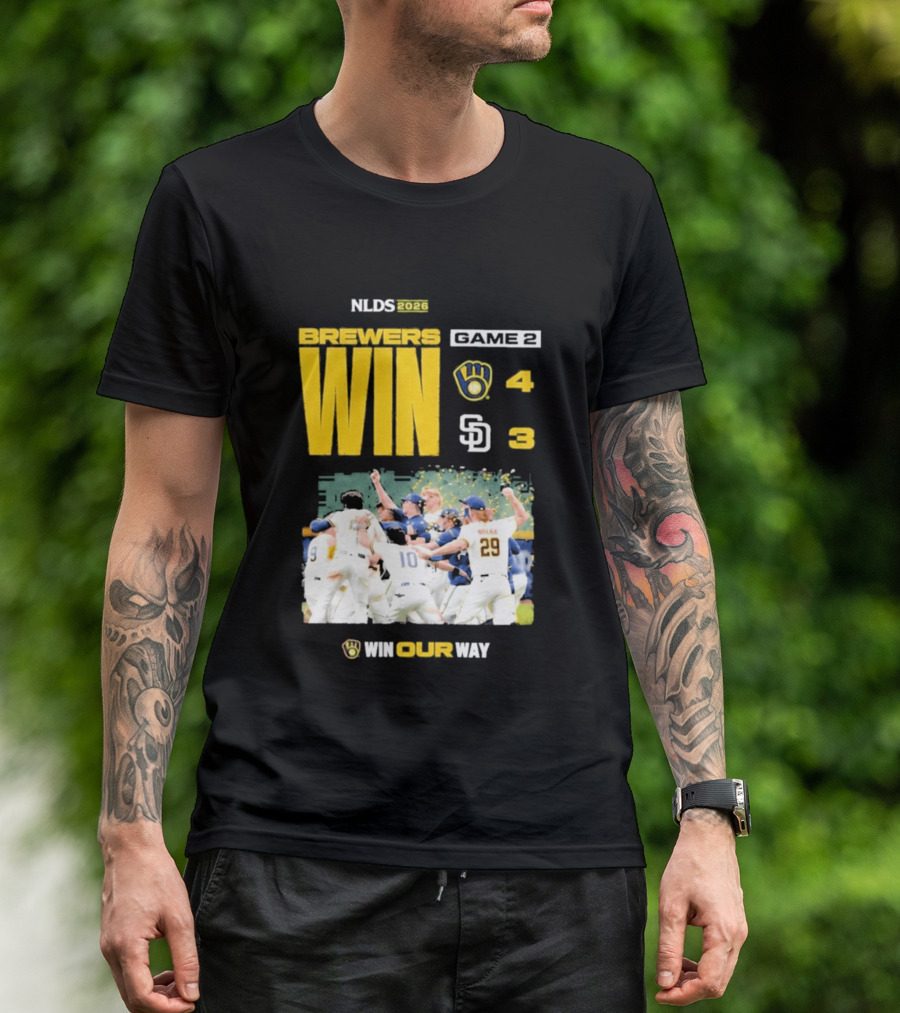 NLDS 2026 Brewers Win Game 2 Win Our Way 4 3 Victory Celebration T-Shirt