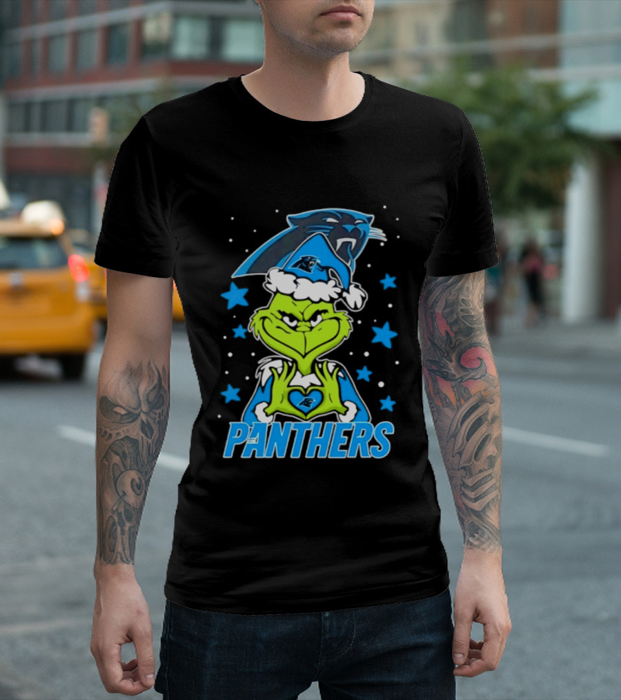 Carolina Panthers Grinch Love Hands Christmas 2026 Football Magic T-Shirt